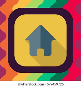 home flat icon with long shadow, vector illustration