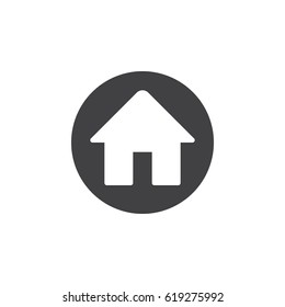 Home flat icon. Round simple button, circular vector sign. Flat style design