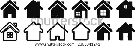Home flat icon set. Collection home icons. House symbol. Vector illustration