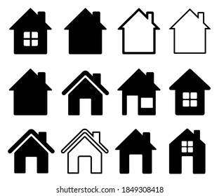 Home flat icon set vector illustration