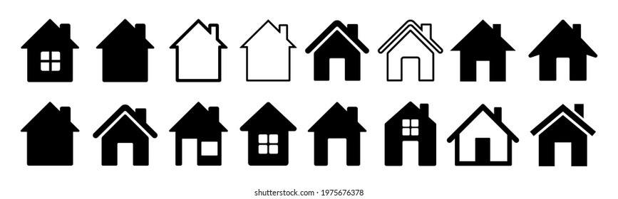 Home flat icon set vector illustration