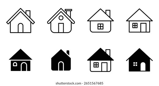 Home flat icon set vector illustration. Home icon line vector. Web home icon