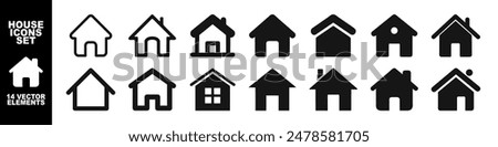 Home flat icon set vector illustration. Simple monochrome house icon set