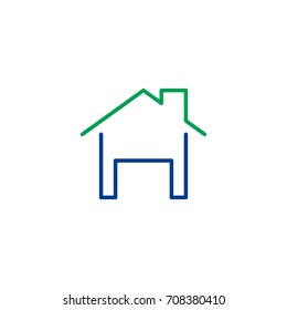 Home flat icon. Single high quality symbol of line house vector for web design or mobile app. Color signs of contact for design logo. Single pictogram of home button on white background