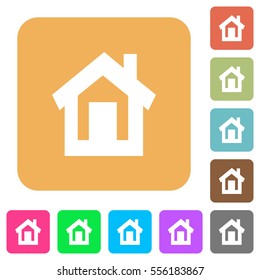 Home flat icons on rounded square vivid color backgrounds.