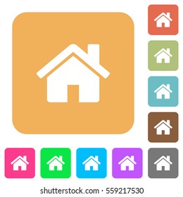 Home flat icons on rounded square vivid color backgrounds.