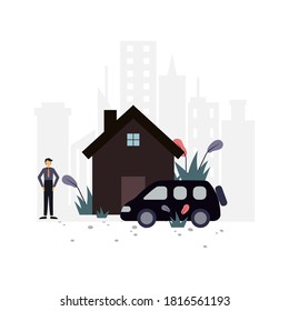 Startseite flache Illustration.Vector design.Geeignet für Landing Page, i, Website, mobile App, Redaktionell, Poster, Flyer, Artikel und Banner.