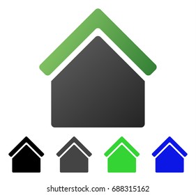 Home flat vector illustration. Colored home gradient, gray, black, blue, green pictogram variants. Flat icon style for graphic design.