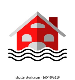 Home flooding under water icon vector flat style isolated on white background. EPS 10. vector illustration.