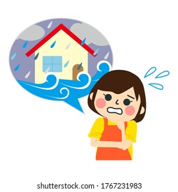 Home flooding under water. Vector illustration