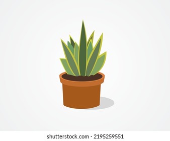 Home flower (cactus, aloe) in a pot. Vector icon.