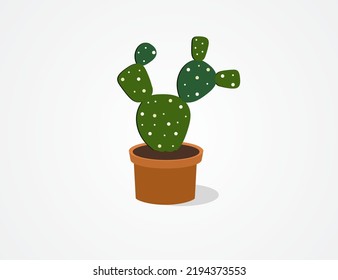 Home flower (cactus) in a pot. Vector icon.