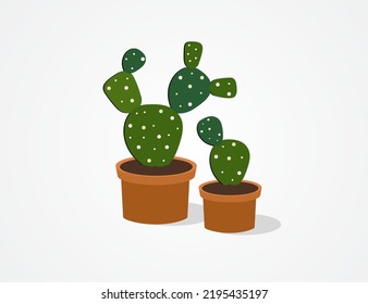 Home flower (cactus) in a pot. Vector icon.