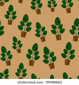 Home flower ficus back pattern seamless brown