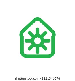 Home with flower logo, green home logo