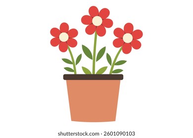 Home flower in pot vector design illustration isolated on white background set spring flowers in a blue pot, isolated on white background, vector illustration