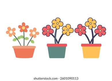 Home flower in pot vector design illustration isolated on white background set spring flowers in a blue pot, isolated on white background, vector illustration