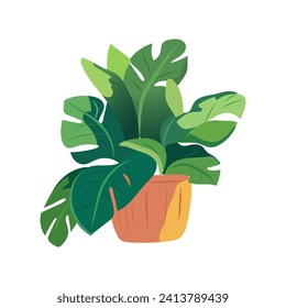 Home flowers of colorful set. This minimalist yet captivating design of a flowerpot for home use is sure to complement any interior style, presented against white background. Vector illustration.