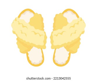 Home fluffy slippers flat icon Warm accessory