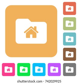 Home folder flat icons on rounded square vivid color backgrounds.