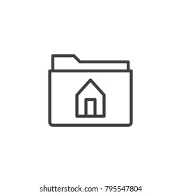 Home folder line icon, outline vector sign, linear style pictogram isolated on white. Symbol, logo illustration. Editable stroke
