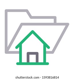 home folder vector color line icon 