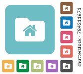 Home folder white flat icons on color rounded square backgrounds