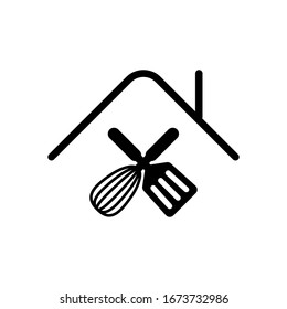 Home Food, Cooking Logo. Black Icon On White Background