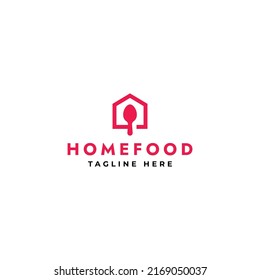 Home food logo design for a restaurant or cafe. Using house and spoon elements