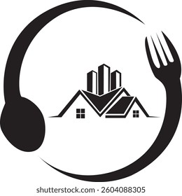 Home food logo with fork and spoon