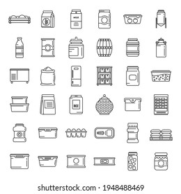 Home food storage icons set. Outline set of Home food storage vector icons for web design isolated on white background