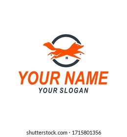 home fox logo design vector template
