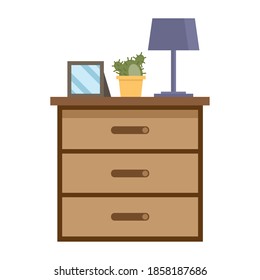 home frame cactus and lamp on furniture design, room and decoration theme Vector illustration