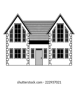home. freehand drawing. icon black and white vector illustration 
