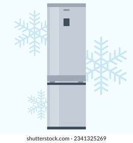 Home freezer flat vector graphic. Kitchen refrigerator for food. Fridge storage odject.