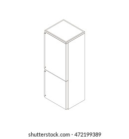 Home fridge. Flat isometric. Refrigerator vector illustration.