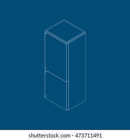 Home fridge. Flat isometric. Refrigerator illustration on blue background. Fridge vector