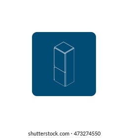 Home fridge icon. Flat isometric. Refrigerator illustration.