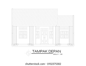 Home front view, AutoCAD, vector.