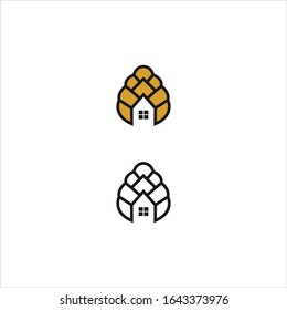 Home Fruit logo Icon template design in Vector illustration. Black Logo And White Backround 