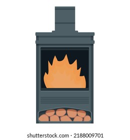 Home furnace icon cartoon vector. Burning fire. Pizza cafe