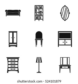 Home furnishings icons set. Simple illustration of 9 home furnishings vector icons for web