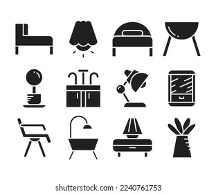 home  furniture and appliance icons set