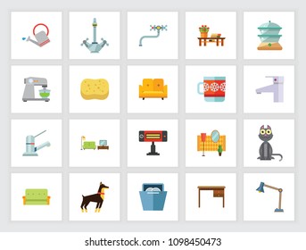 Home furniture and appliances icon set. Can be used for topics like household, apartment, equipment, interior