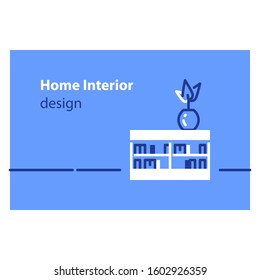 Home furniture concept, interior design and decoration, vector flat illustration