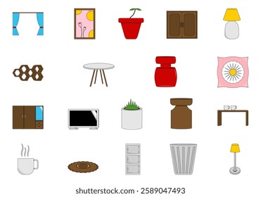 Home Furniture Design Element Set