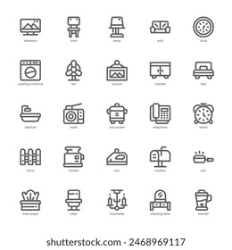 Home Furniture icon pack for your website, mobile, presentation, and logo design. Home Furniture icon outline design. Vector graphics illustration and editable stroke.
