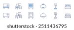 Home furniture icon set in two styles, Duotone and Thin Line style. Editable stroke. furniture, light, workplace, lamp, bed, night stand.