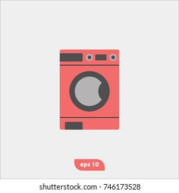 Home furniture icon, washing machine symbol, flat vector and trendy illustration sign