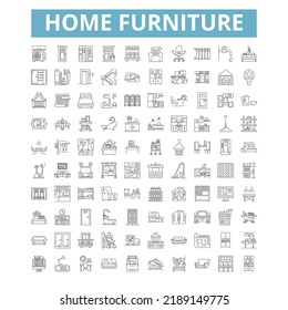 Home furniture icons, line symbols, web signs, vector set, isolated illustration